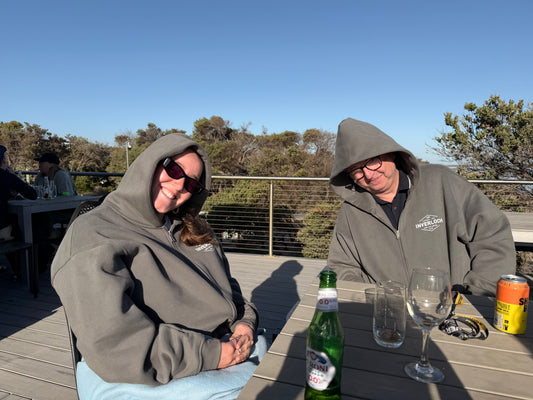 Inverloch Surf Club Adult Zip Unisex Hoodie – Earth Charcoal Grey with White Logo PRE-ORDER ONLINE!