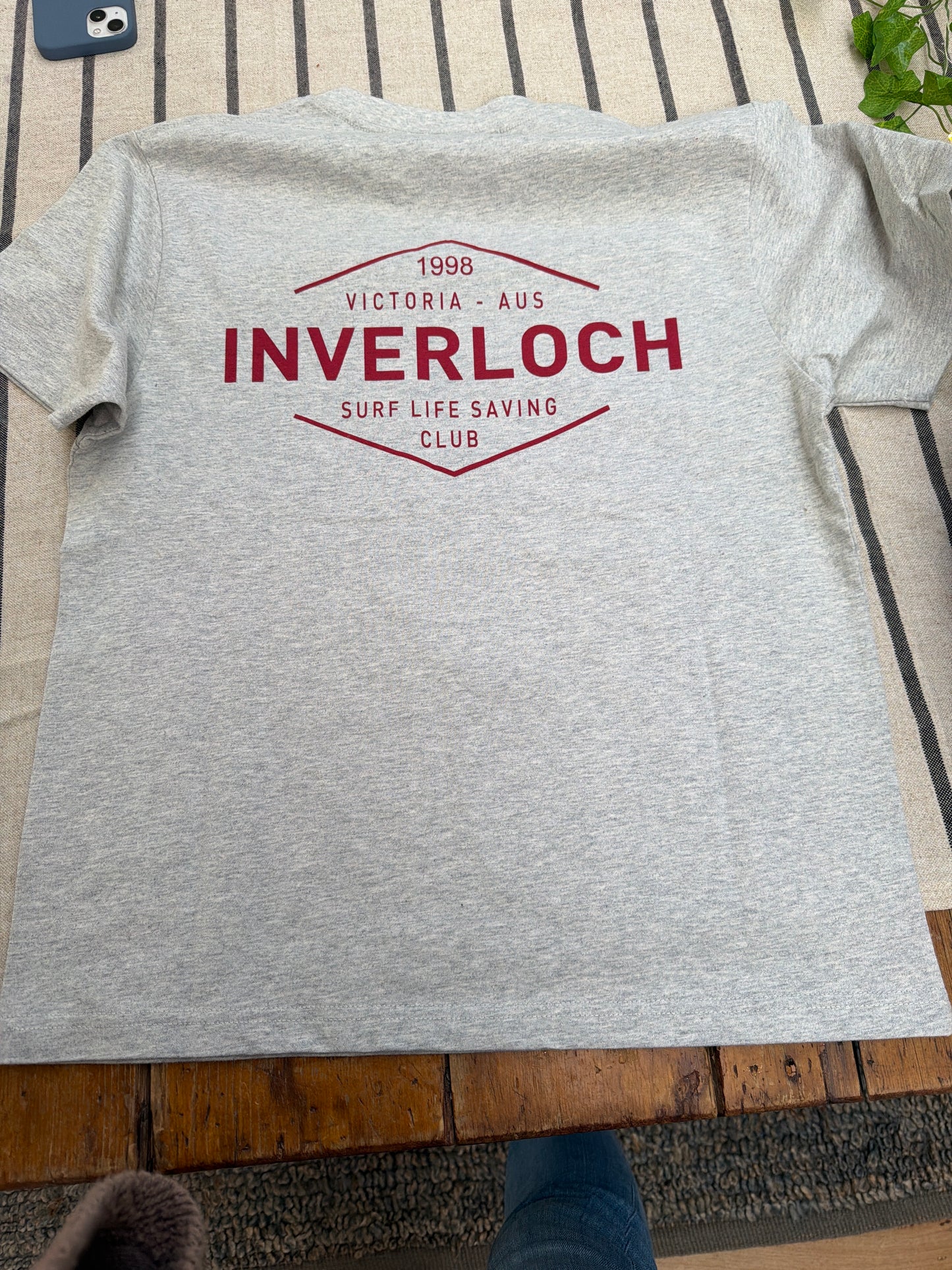 Inverloch Surf Club Adult Unisex T-Shirt – Sport Grey with Red Logo - PRE-ORDER ONLINE !