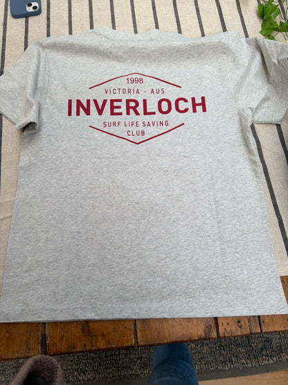 Inverloch Surf Club Adult Unisex T-Shirt – Sport Grey with Red Logo - PRE-ORDER ONLINE !