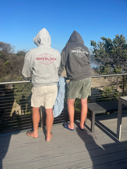 Inverloch Surf Club Adult Zip Unisex Hoodie – Earth Charcoal Grey with White Logo PRE-ORDER ONLINE!
