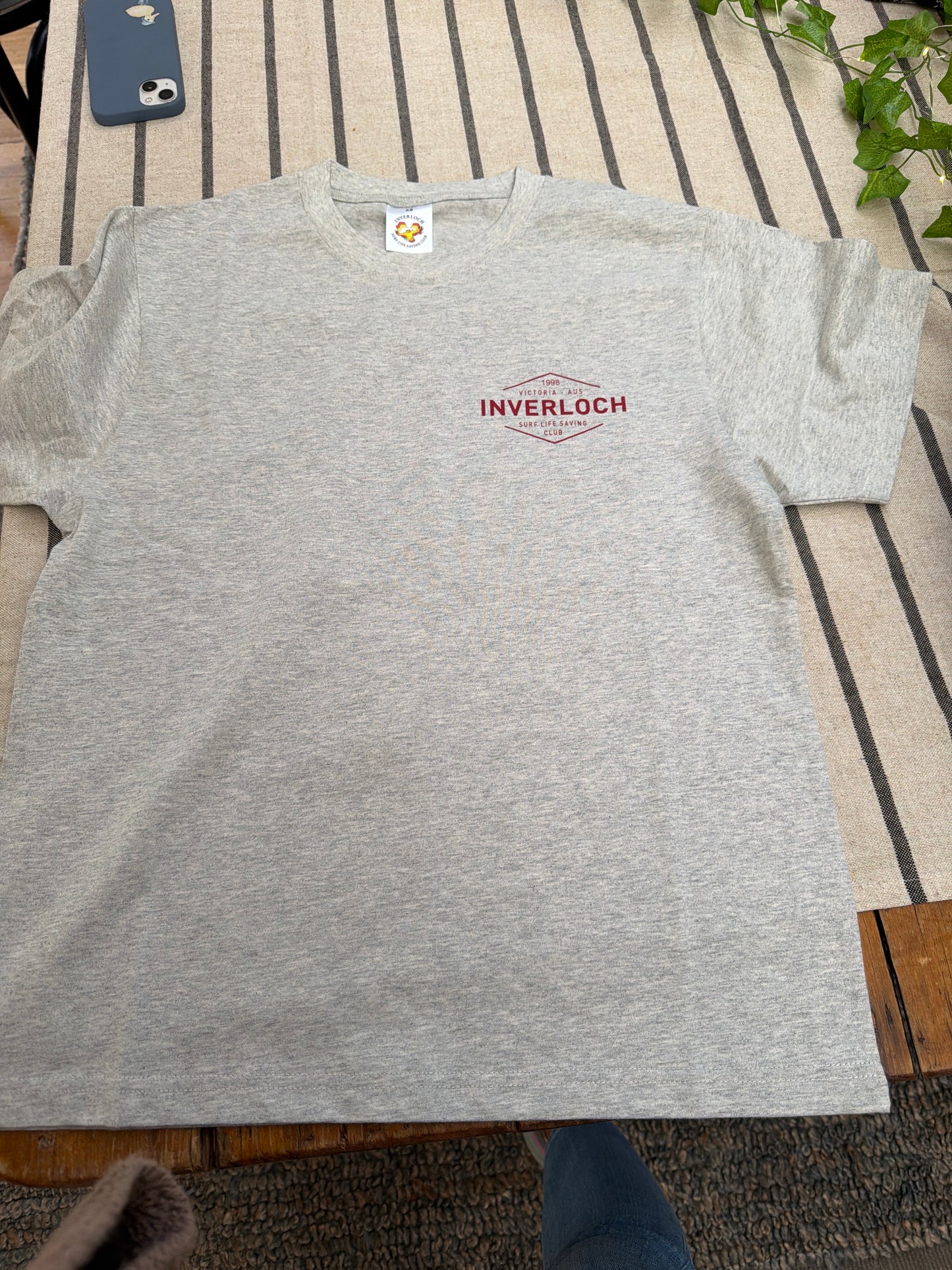 Inverloch Surf Club Adult Unisex T-Shirt – Sport Grey with Red Logo - PRE-ORDER ONLINE !