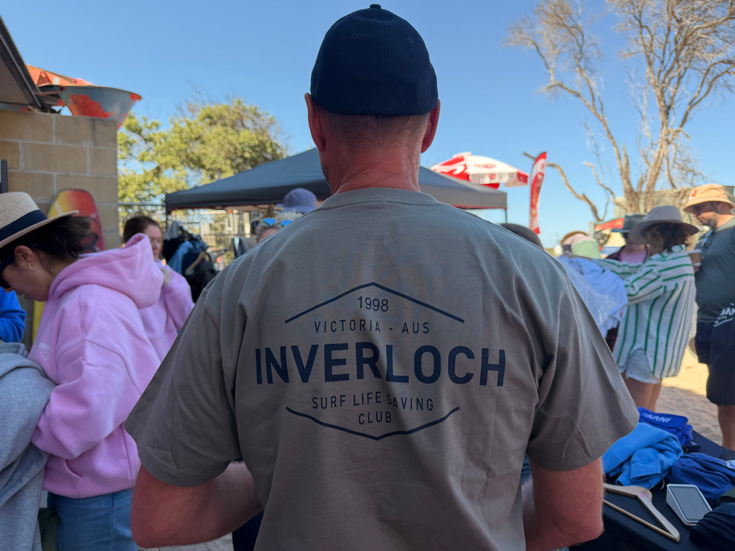 Inverloch Surf Club Adult Unisex T-Shirt – Earth Grey with Navy Logo - PRE-ORDER ONLINE !