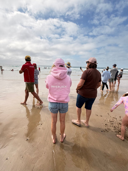 Inverloch Surf Club Adult Hoodie – Baby Pink with White Logo PRE-ORDER ONLINE!