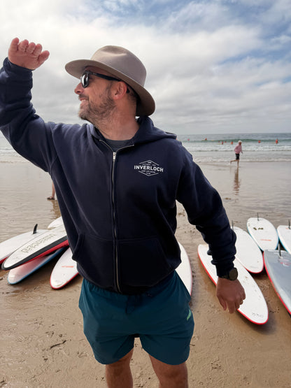 Inverloch Surf Club Adult Unisex Zip Hoodie – Midnight Blue with White Logo PRE-ORDER ONLINE!
