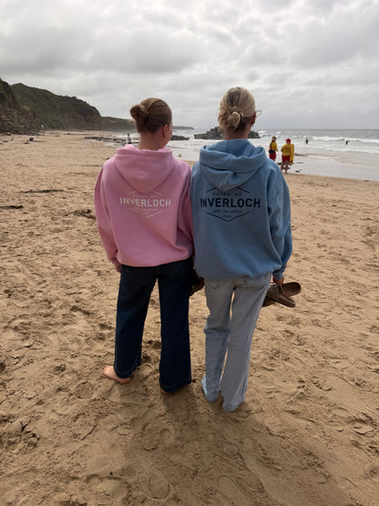 Inverloch Surf Club Adult Unisex Zip Hoodie – Pale Blue with Navy Logo (Lined Hood) PRE-ORDER ONLINE!