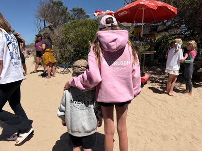 Inverloch Surf Club Kids & Teens Hoodie – Baby Pink with White Logo PRE-ORDER ONLINE!