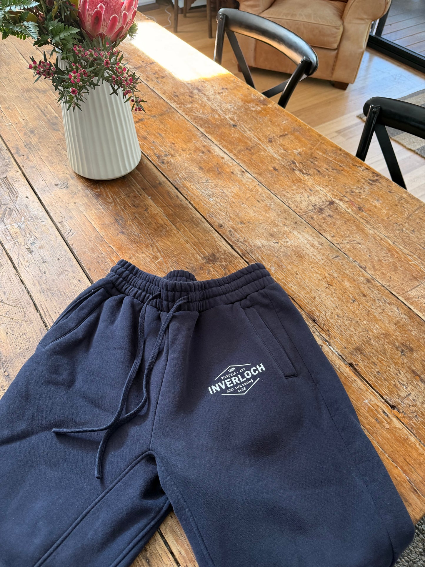 Inverloch Surf Club Adult Unisex Trackpants – Navy BLUE with WHITE Logo -PRE-ORDER ONLINE