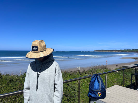 Inverloch Surf Club Classic Wide-Brim Straw Hat – Navy Trim with White Logo PRE-ORDER ONLINE!
