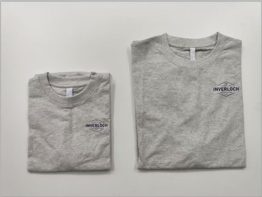 Inverloch Surf Club Kids/Teens Unisex T-Shirt – Sport Grey with Navy Logo - PRE-ORDER ONLINE!