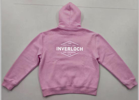 Inverloch Surf Club Kids & Teens Hoodie – Baby Pink with White Logo PRE-ORDER ONLINE!