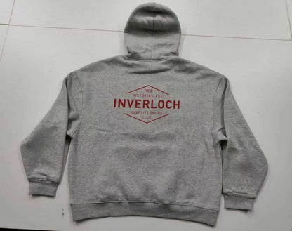 Inverloch Surf Club Adult Unisex Hoodie – Light Sport Grey with Navy or Muted-Red Logo (Lined Hood) PRE-ORDER ONLINE!