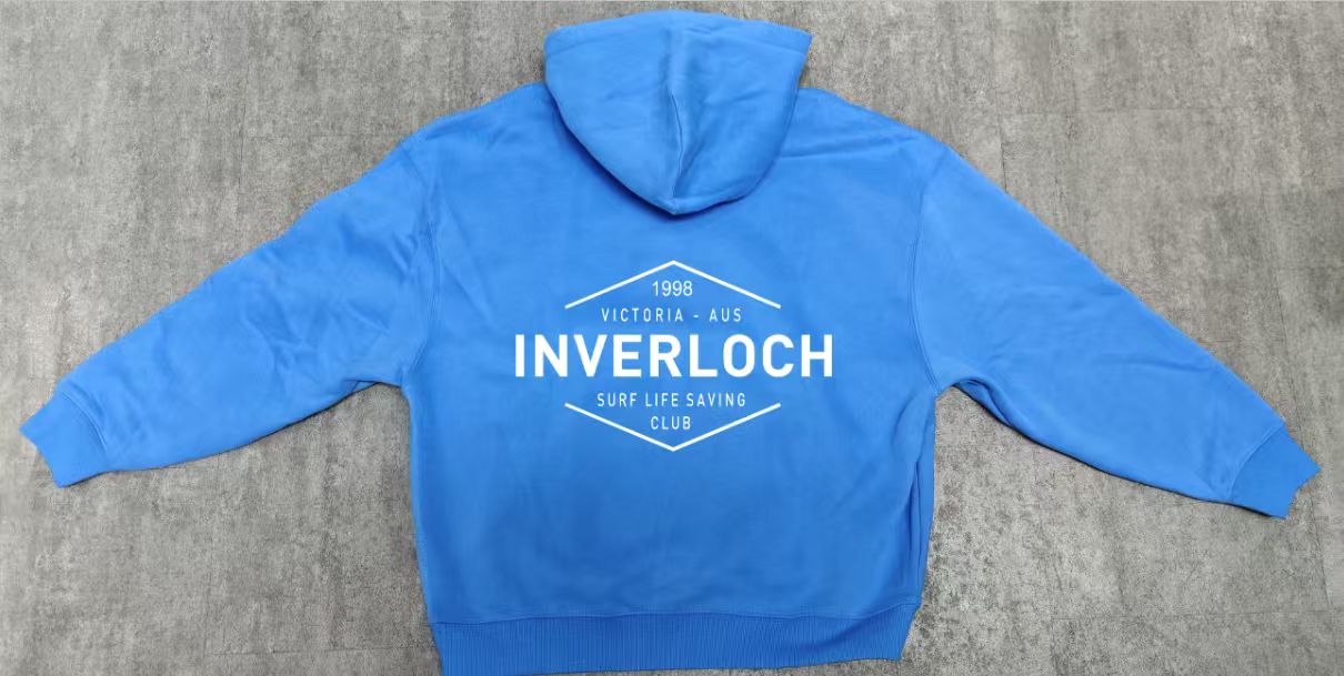Inverloch Surf Club Kids/Teens Unisex  Hoodie – Pale Blue with White Logo (Lined Hood) PRE-ORDER ONLINE!