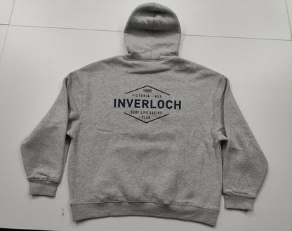 Inverloch Surf Club Adult Unisex Hoodie – Light Sport Grey with Navy or Muted-Red Logo (Lined Hood) PRE-ORDER ONLINE!